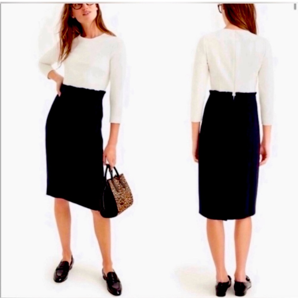 J Crew 365 Combo Dress Navy/White Size 4 NWT